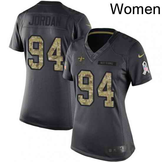 Womens Nike New Orleans Saints 94 Cameron Jordan Limited Black 2016 Salute to Service NFL Jersey